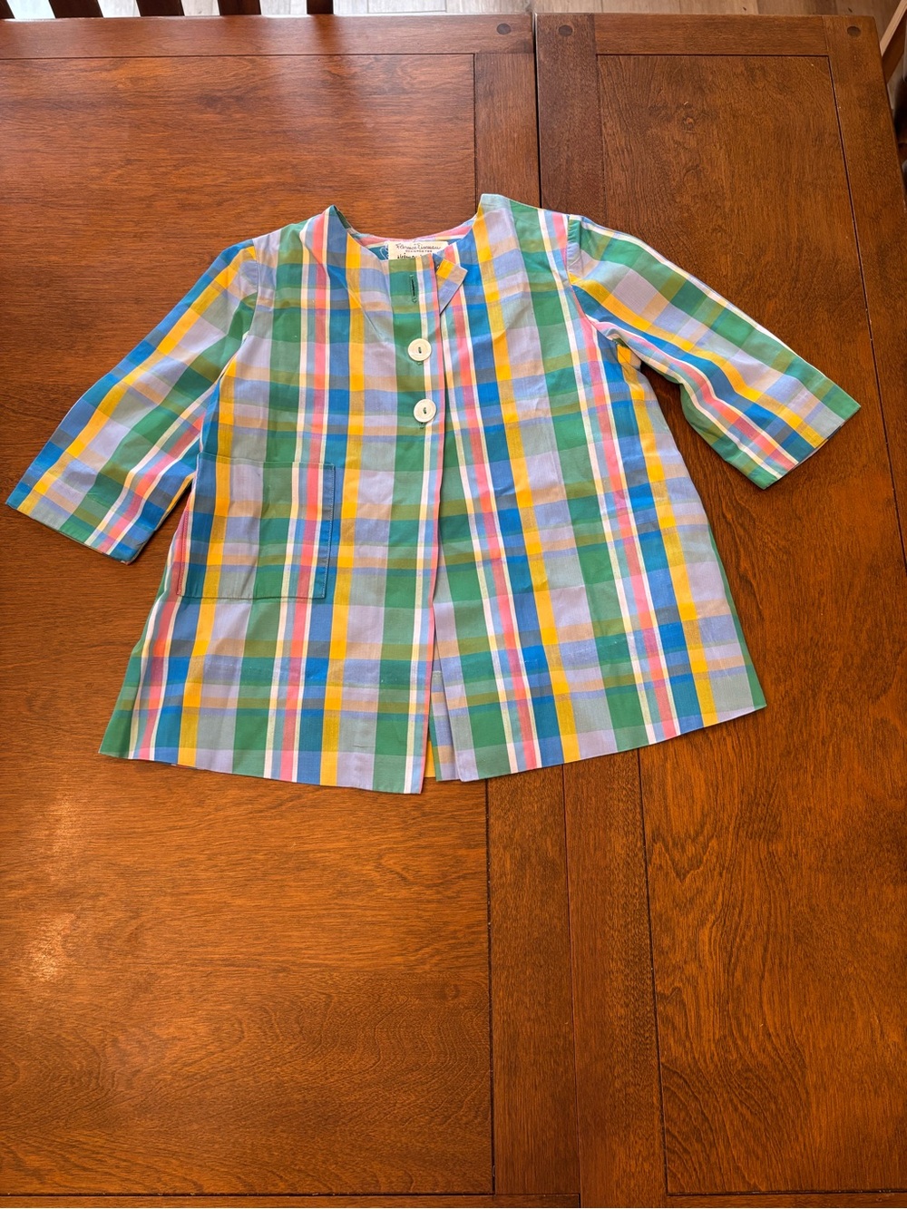 Vintage Florence Eiseman Multicolor Plaid Jacket - Blue Green Yellow Pink